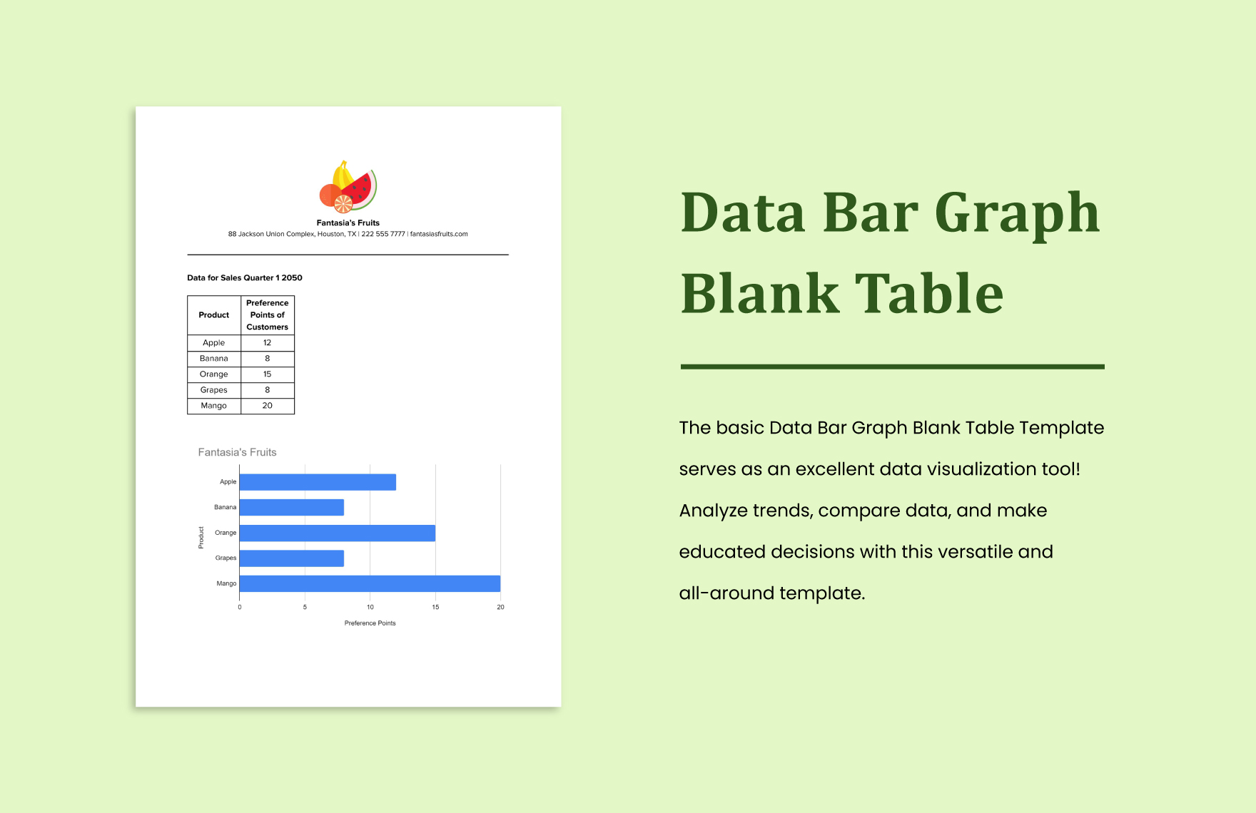 Data Bar Graph Blank Table in Word, Google Docs, PDF