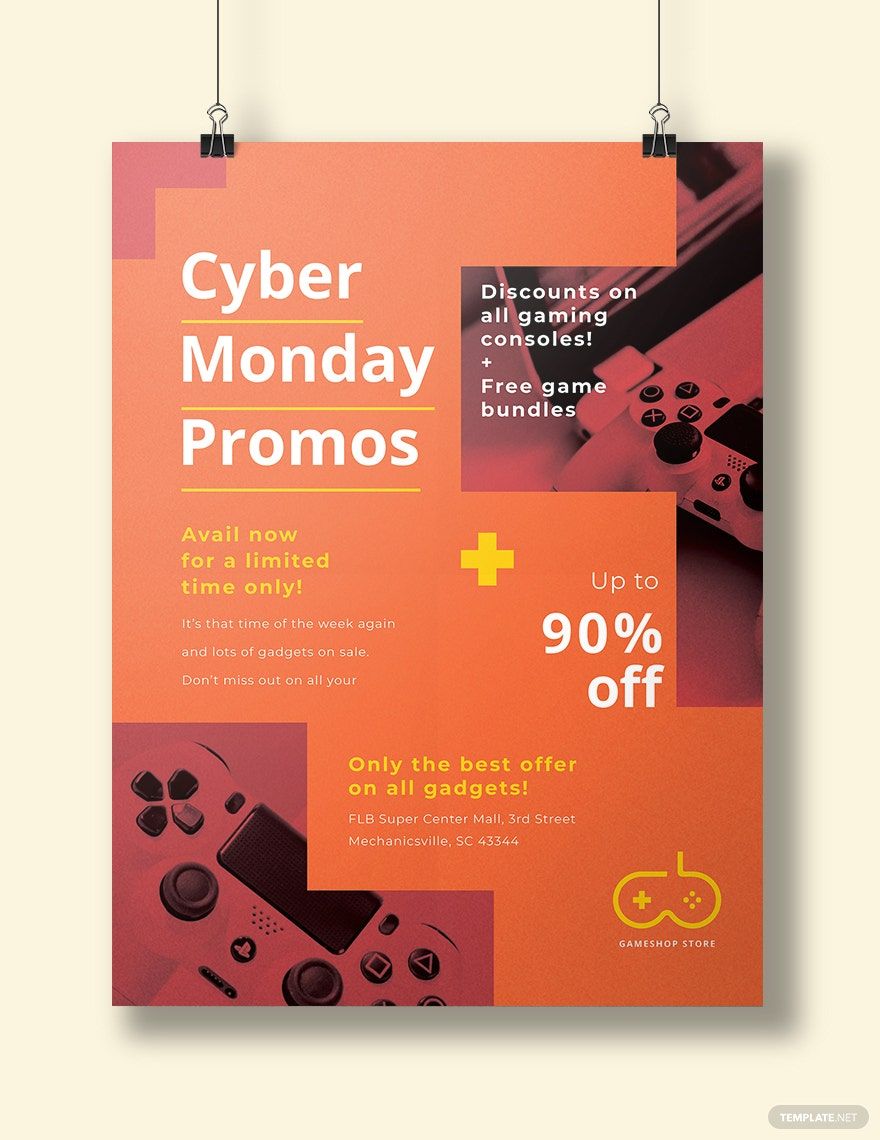 Free Cyber Monday Promotional Poster Template