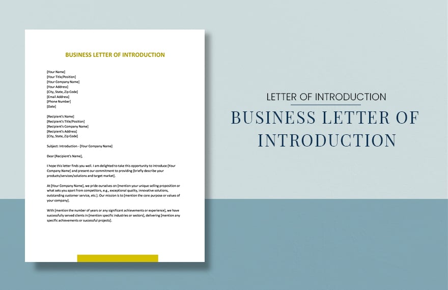 Free Business Letter Of Introduction