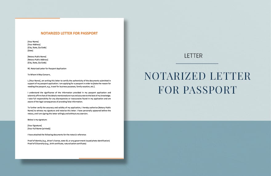 Notarized Letter For Passport in Word, Google Docs, PDF, Apple Pages