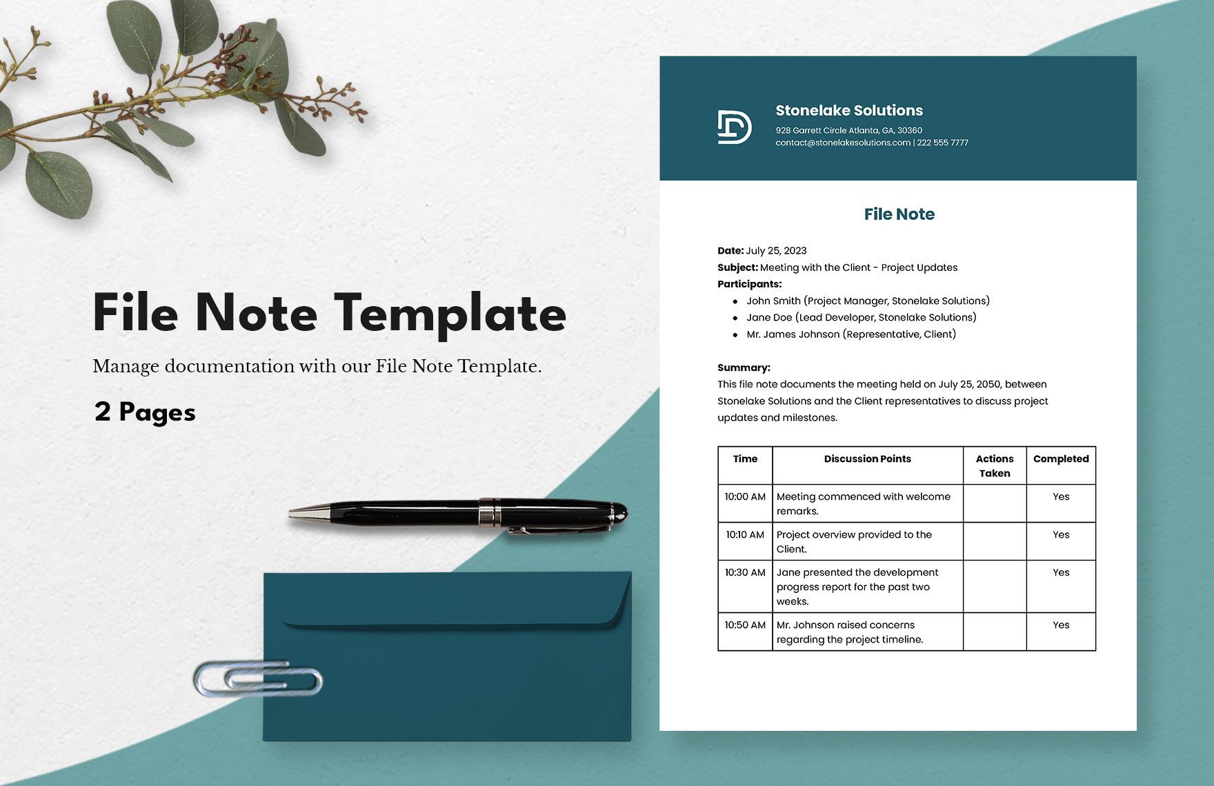 File Note Template in Word, Google Docs, PDF