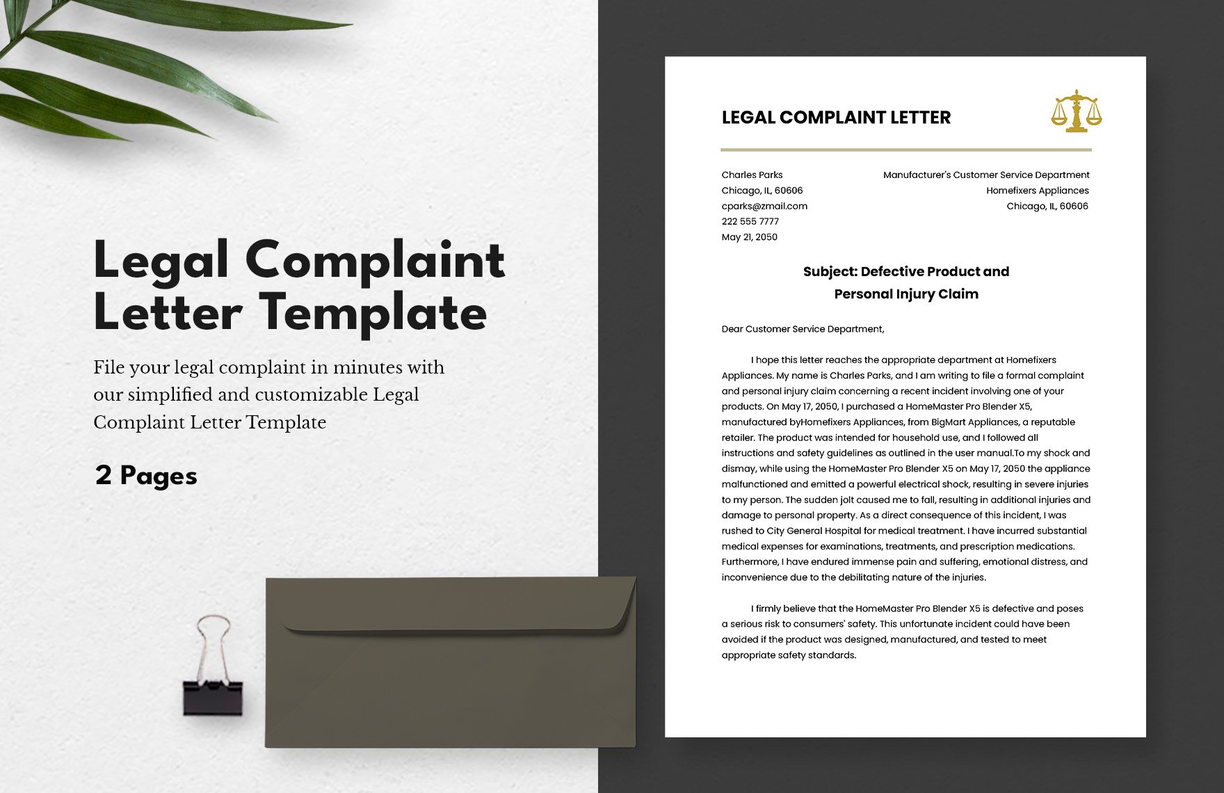 Legal Complaint Letter Template