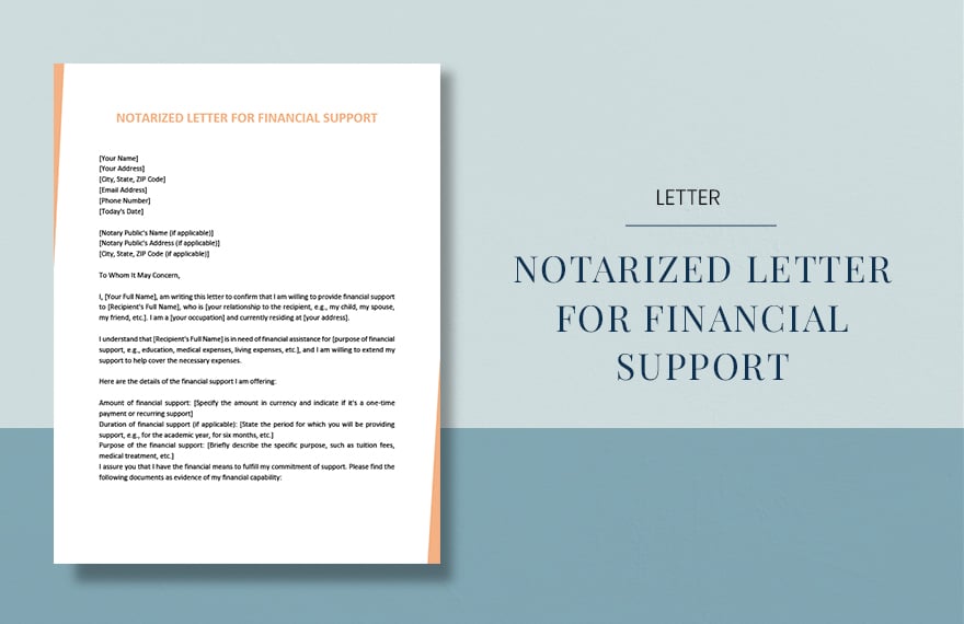 Free Notarized Letter Of Financial Support in Word, Google Docs, PDF, Apple Pages