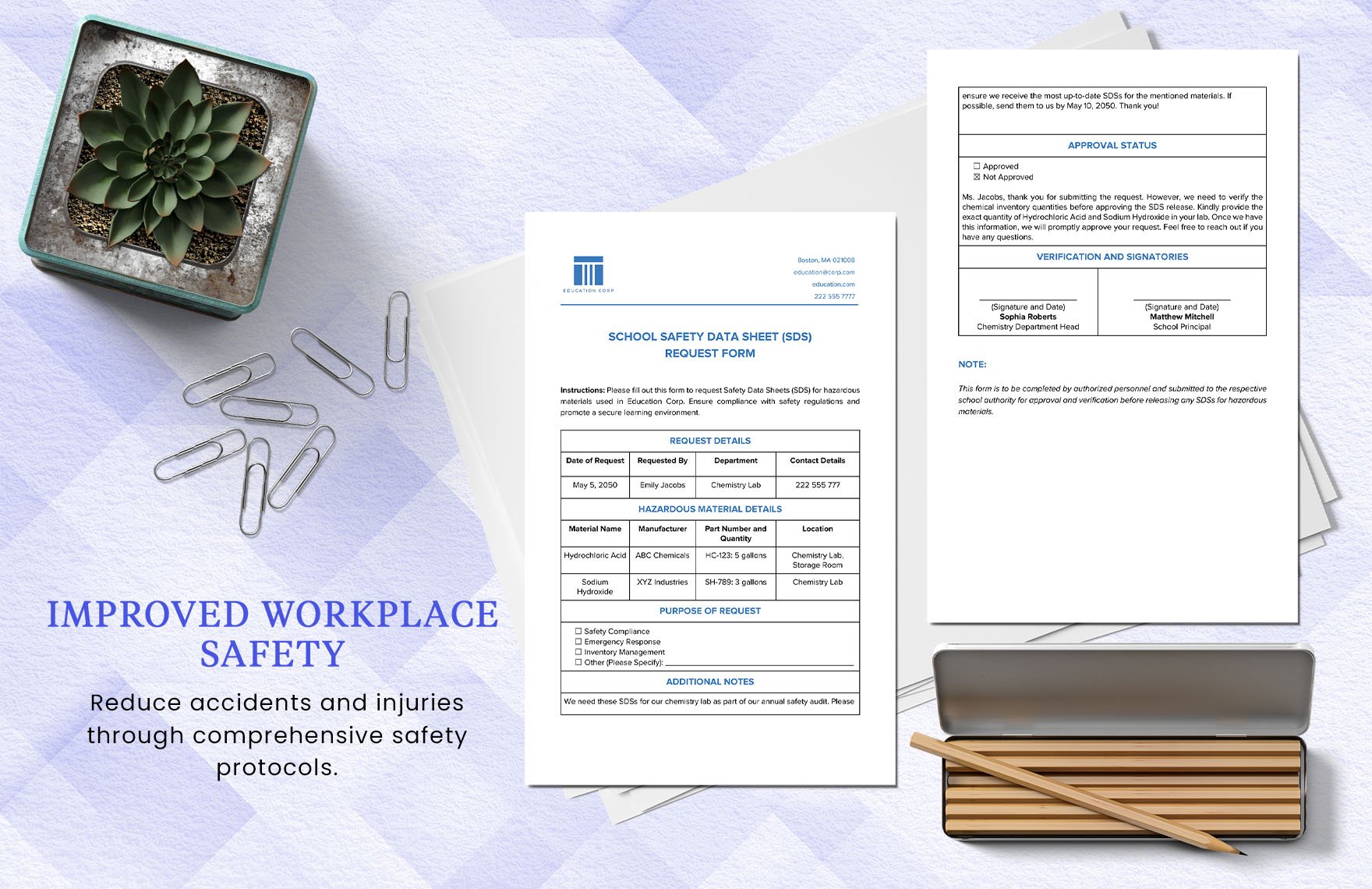 School Safety Data Sheet (SDS) Request Form Template