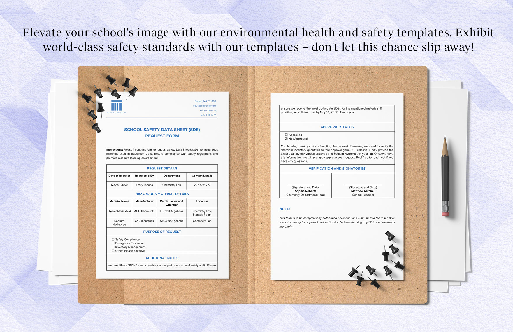 School Safety Data Sheet (SDS) Request Form Template