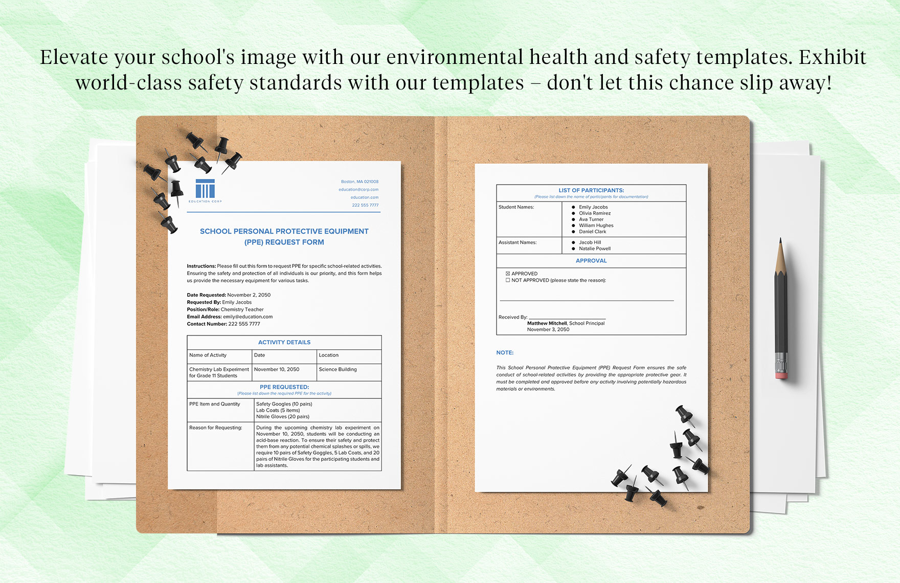 School Personal Protective Equipment (PPE) Request Form Template