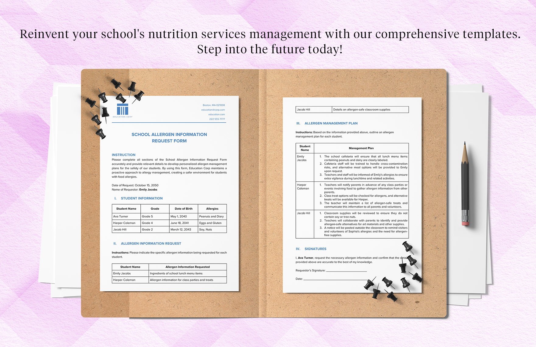 School Allergen Information Request Form Template