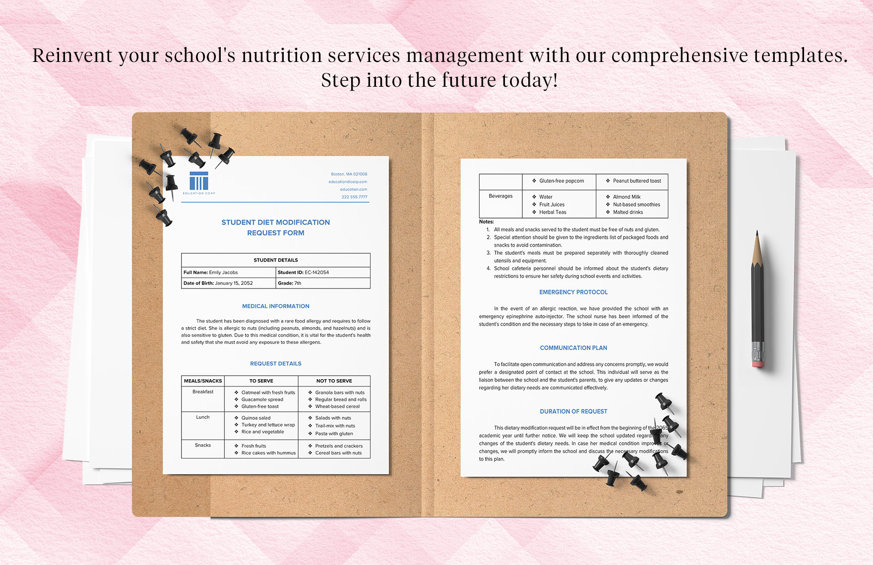 Student Diet Modification Request Form Template