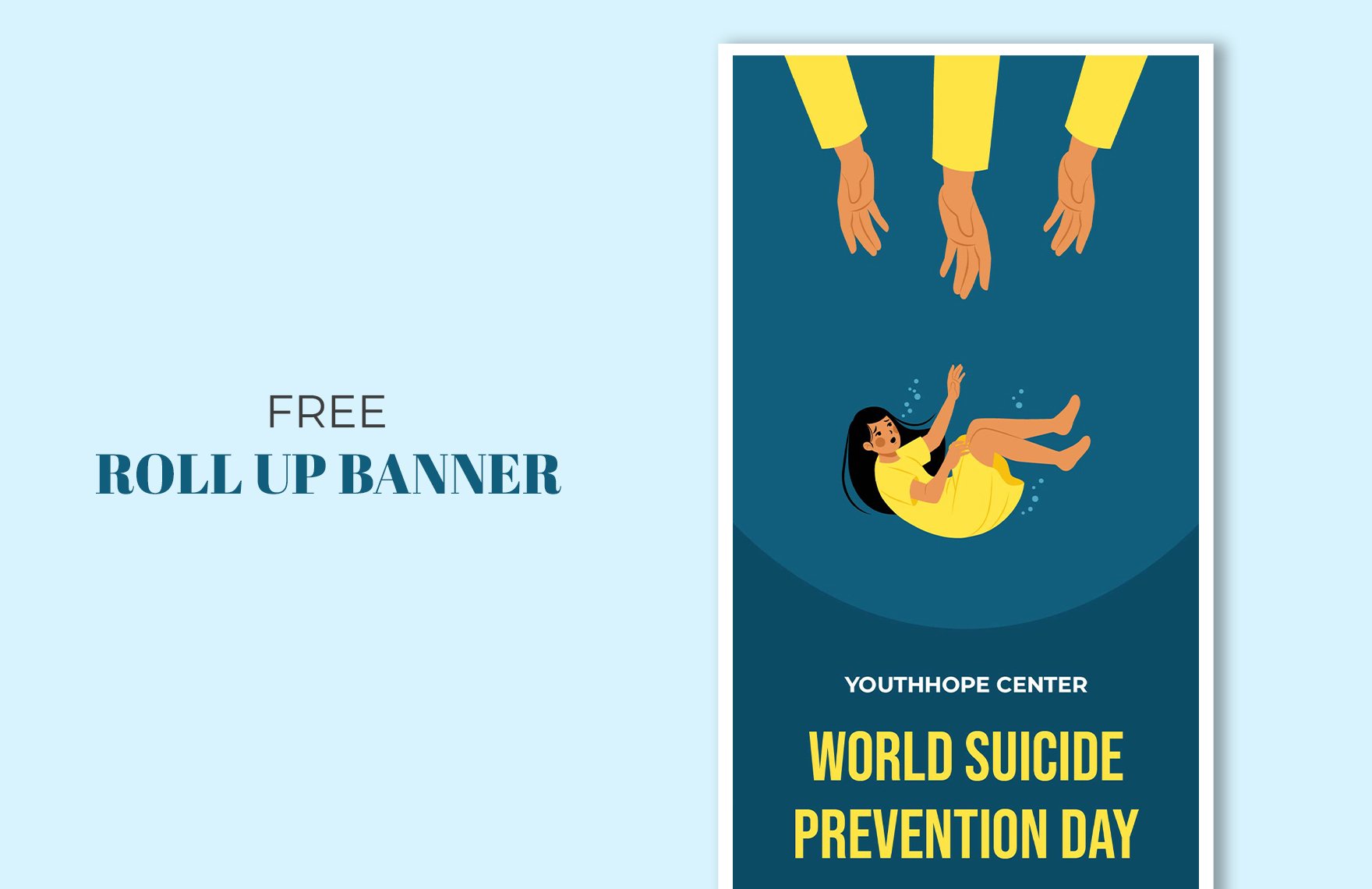 World Suicide Prevention Day Roll Up Banner in PDF, Illustrator, SVG, JPG