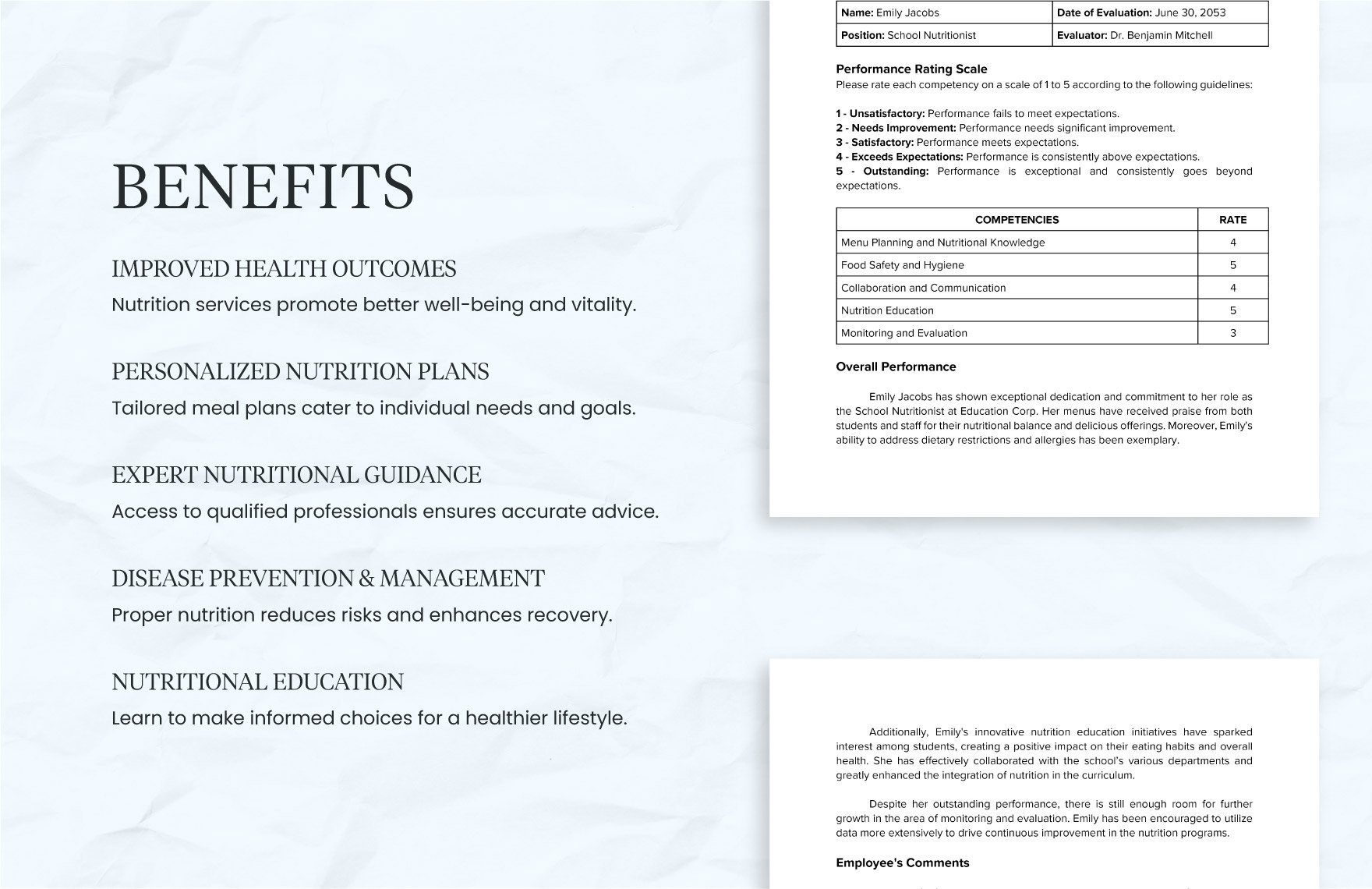 School Nutritionist Assessment Form Template