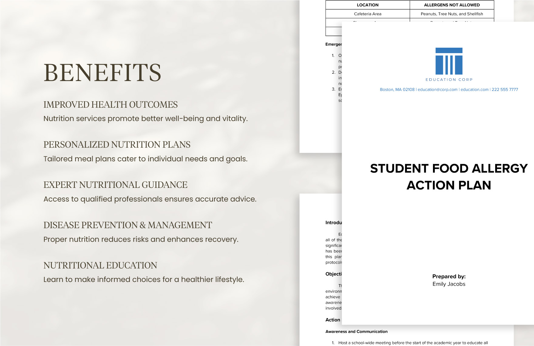 Student Food Allergy Action Plan Template