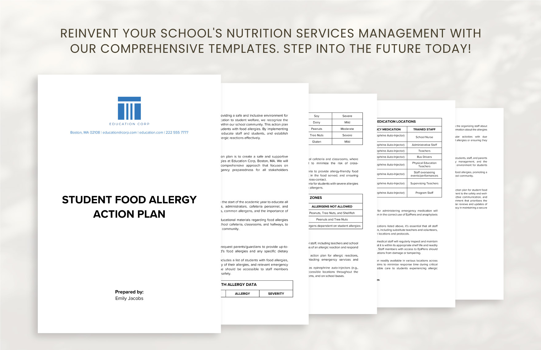 Student Food Allergy Action Plan Template