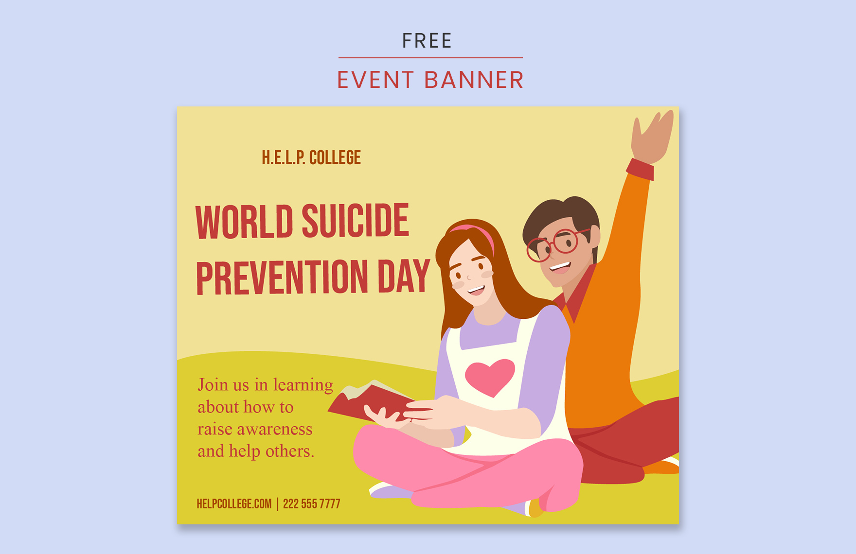 Free World Suicide Prevention Day Event Banner in PDF, Illustrator, SVG, JPEG