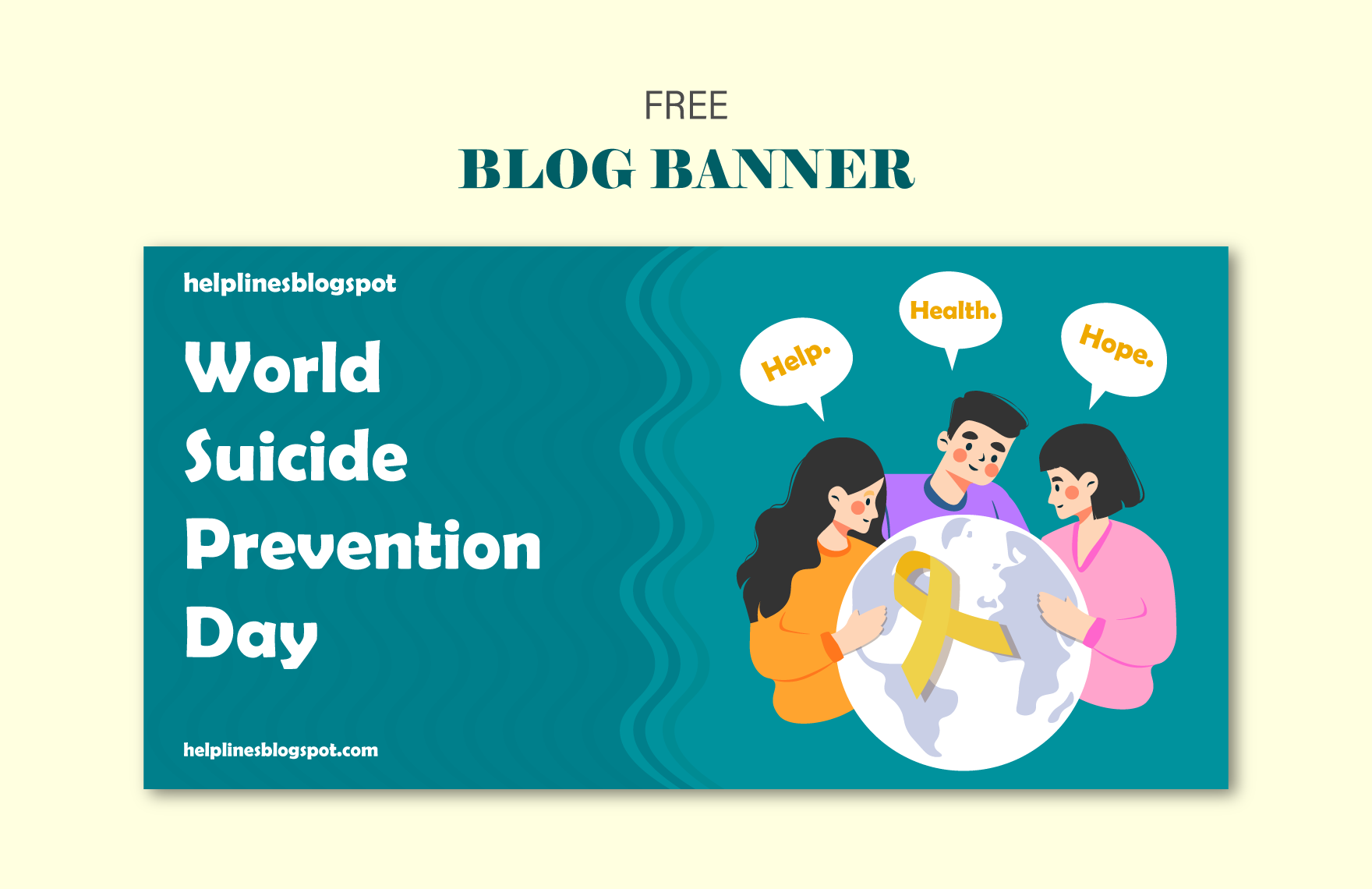 Free World Suicide Prevention Day  Blog Banner in PDF, Illustrator, SVG, JPG