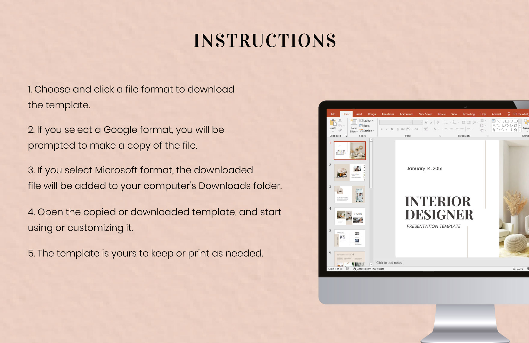 Free Interior Designer Presentation Template to Edit Online
