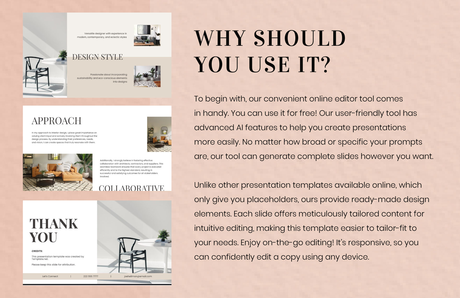 Free Interior Designer Presentation Template to Edit Online
