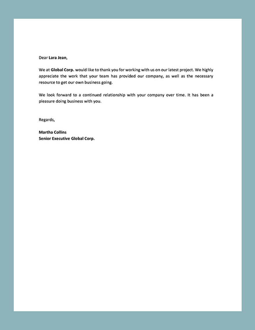 Business Thank You Letter Template - Google Docs, Word | Template.net