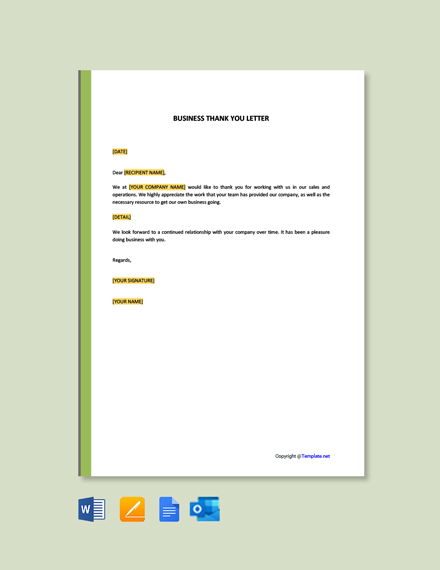 Free Business Thank You Letter Template