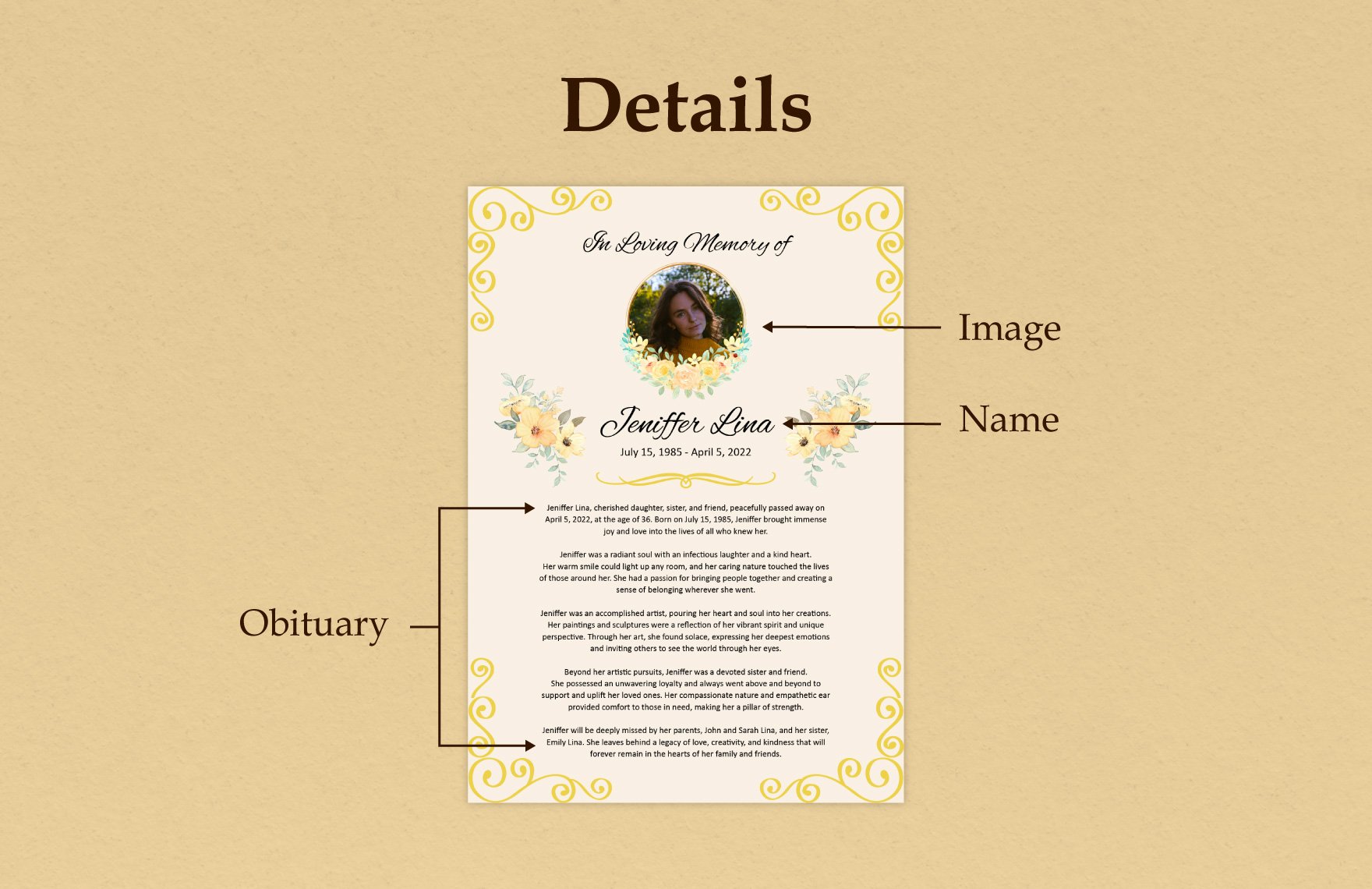 Funeral Obituary Layout Template 