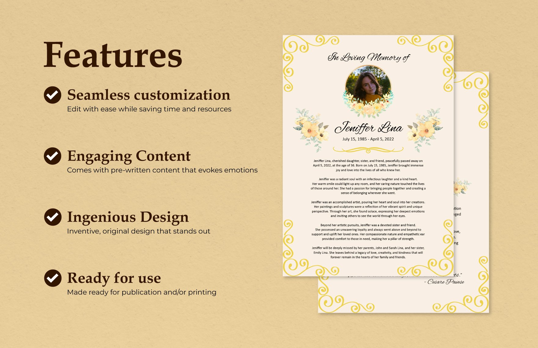 Funeral Obituary Layout Template 
