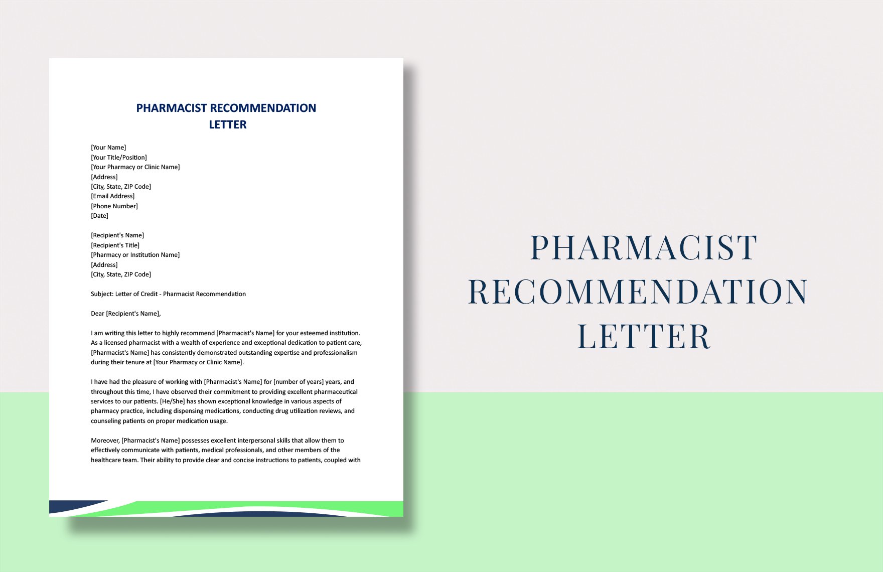 Pharmacist Recommendation Letter