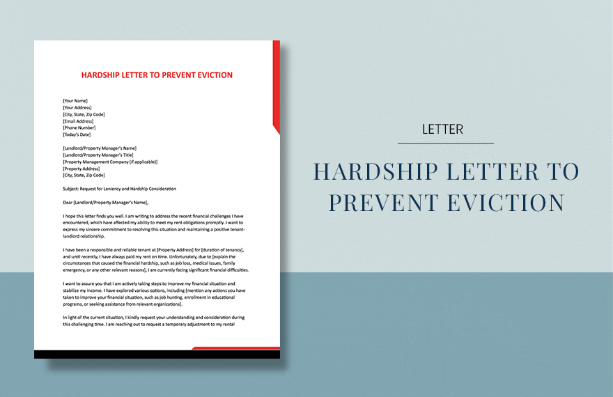 Free Hardship Letter To Prevent Eviction Download in Word, Google