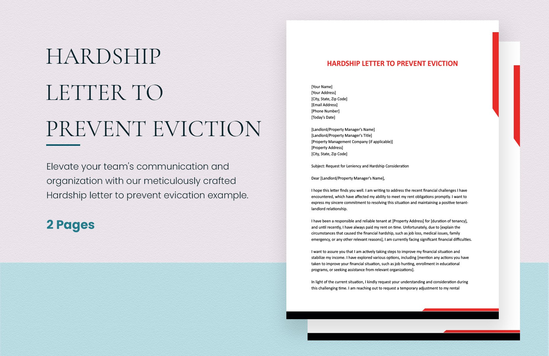 Free Hardship Letter To Prevent Eviction in Word, Google Docs, PDF, Apple Pages
