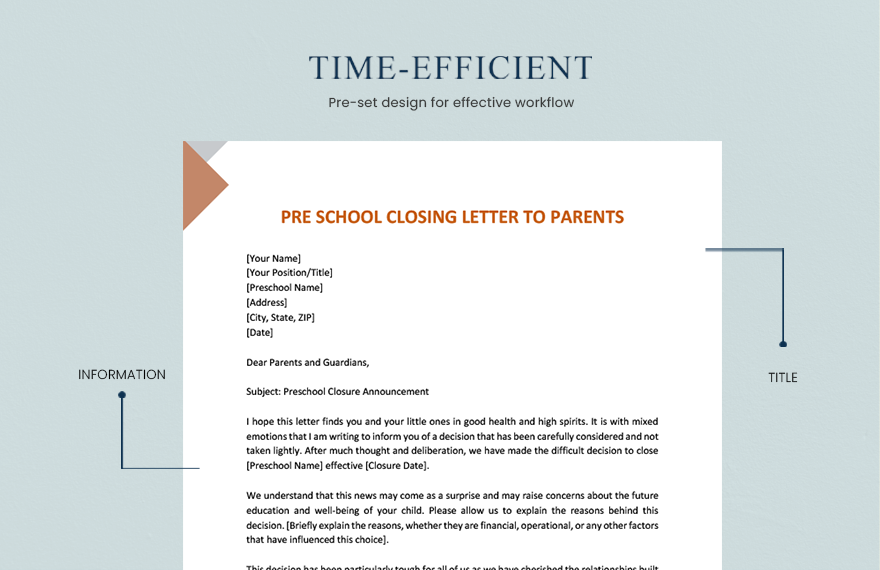 Preschool Closing Letter To Parents