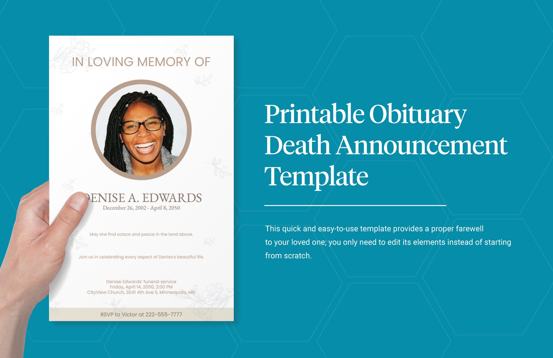 Printable Obituary Death Announcement Template