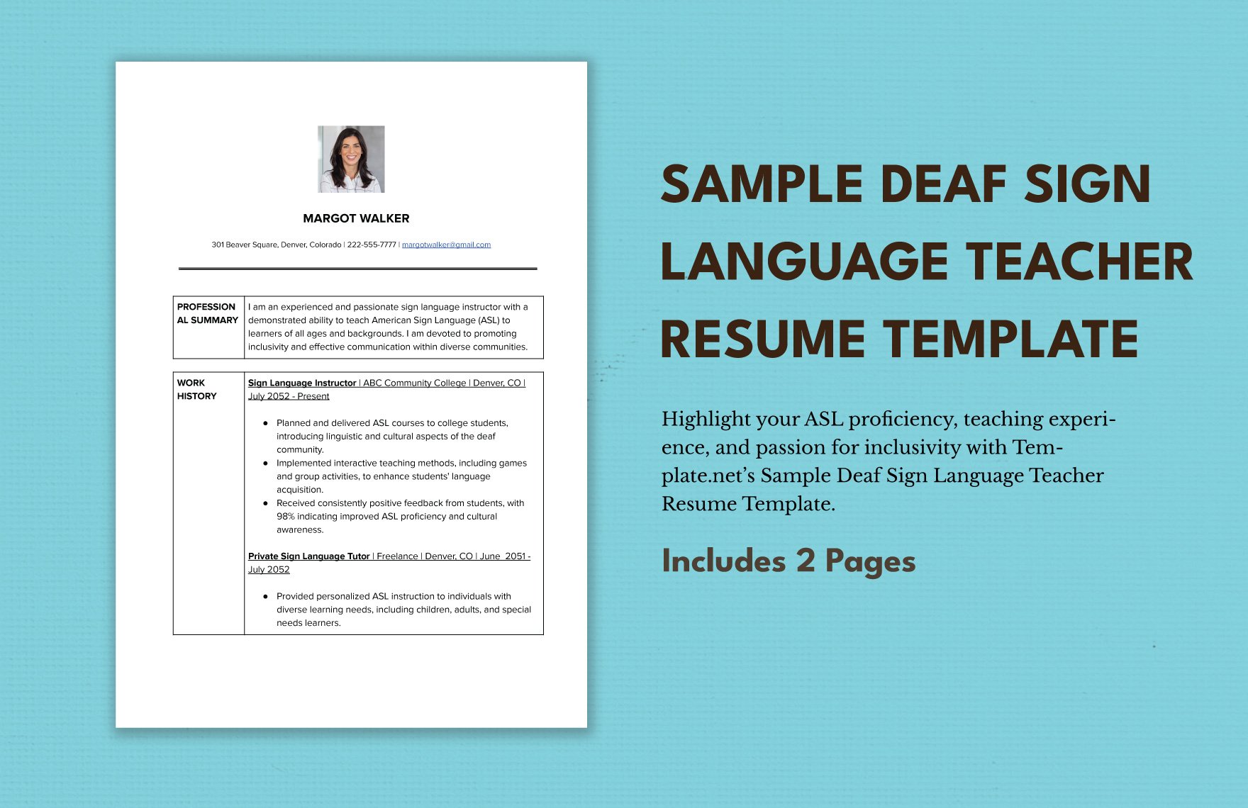 Sample Deaf Sign Language Teacher Resume Template