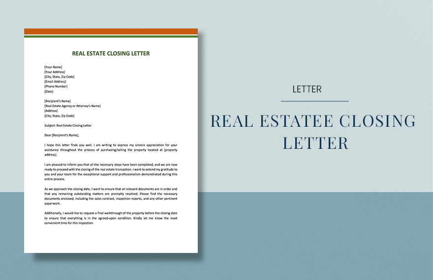 Real Estate Closing Letter