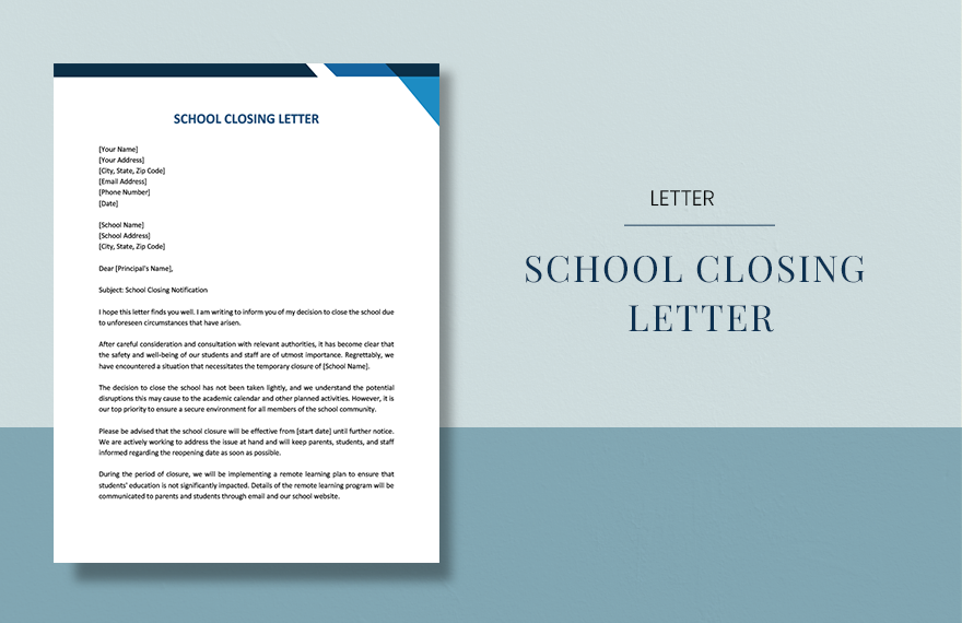 School Closing Letter
