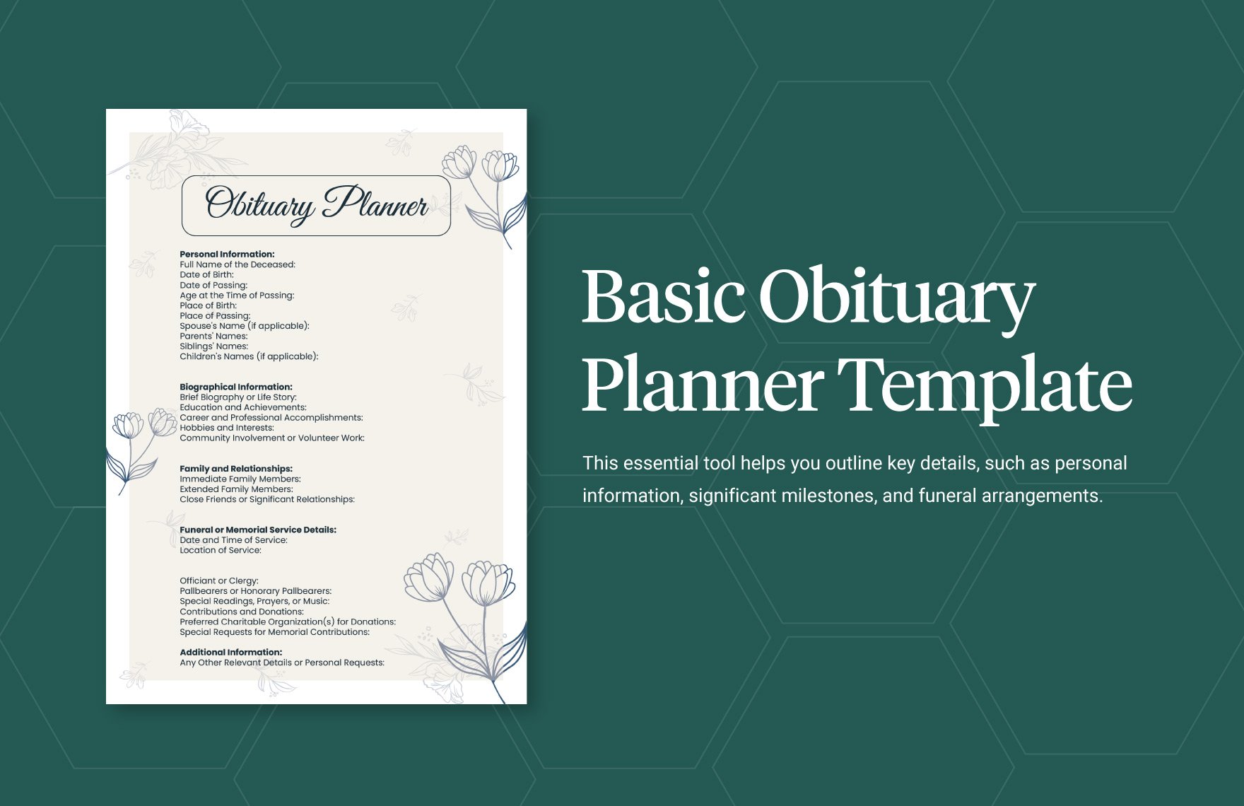 Basic Obituary Planner Template