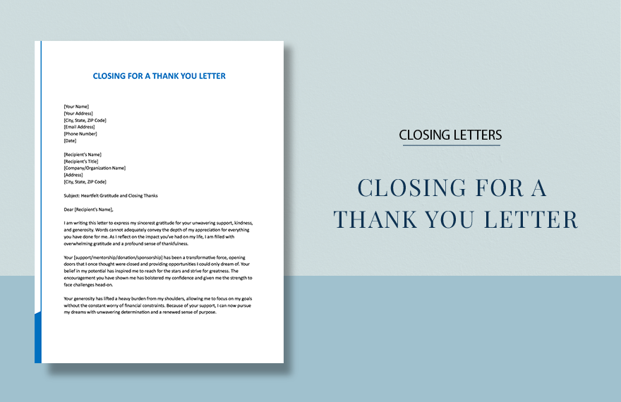Closing For a Thank You Letter in Word, Google Docs, Apple Pages
