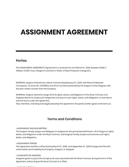 Credit Assignment Agreement Template
