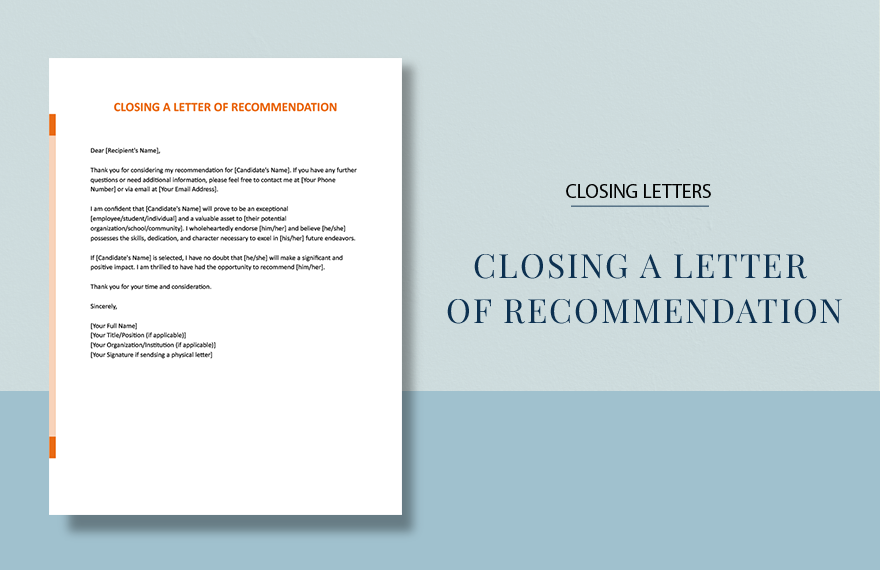 Closing a Letter of Recommendation in Word, Google Docs, Apple Pages