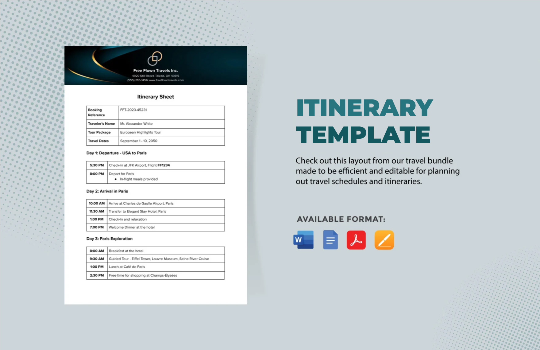Itinerary Template In Word PDF Google Docs Pages Download Itinerary Template In Word PDF Google Docs Pages Download