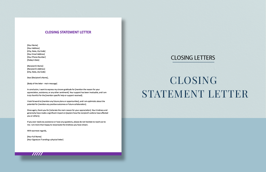 Closing Statement Letter