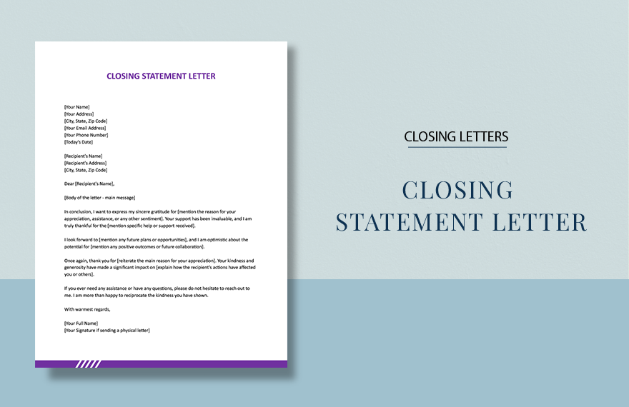 Closing Statement Letter in Word, Google Docs, Pages - Download | Template.net