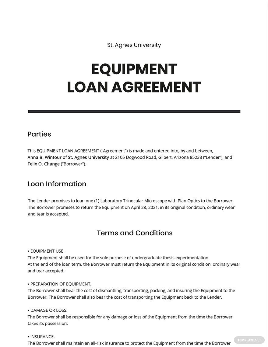 Loan Agreements Templates Design Free Download Template