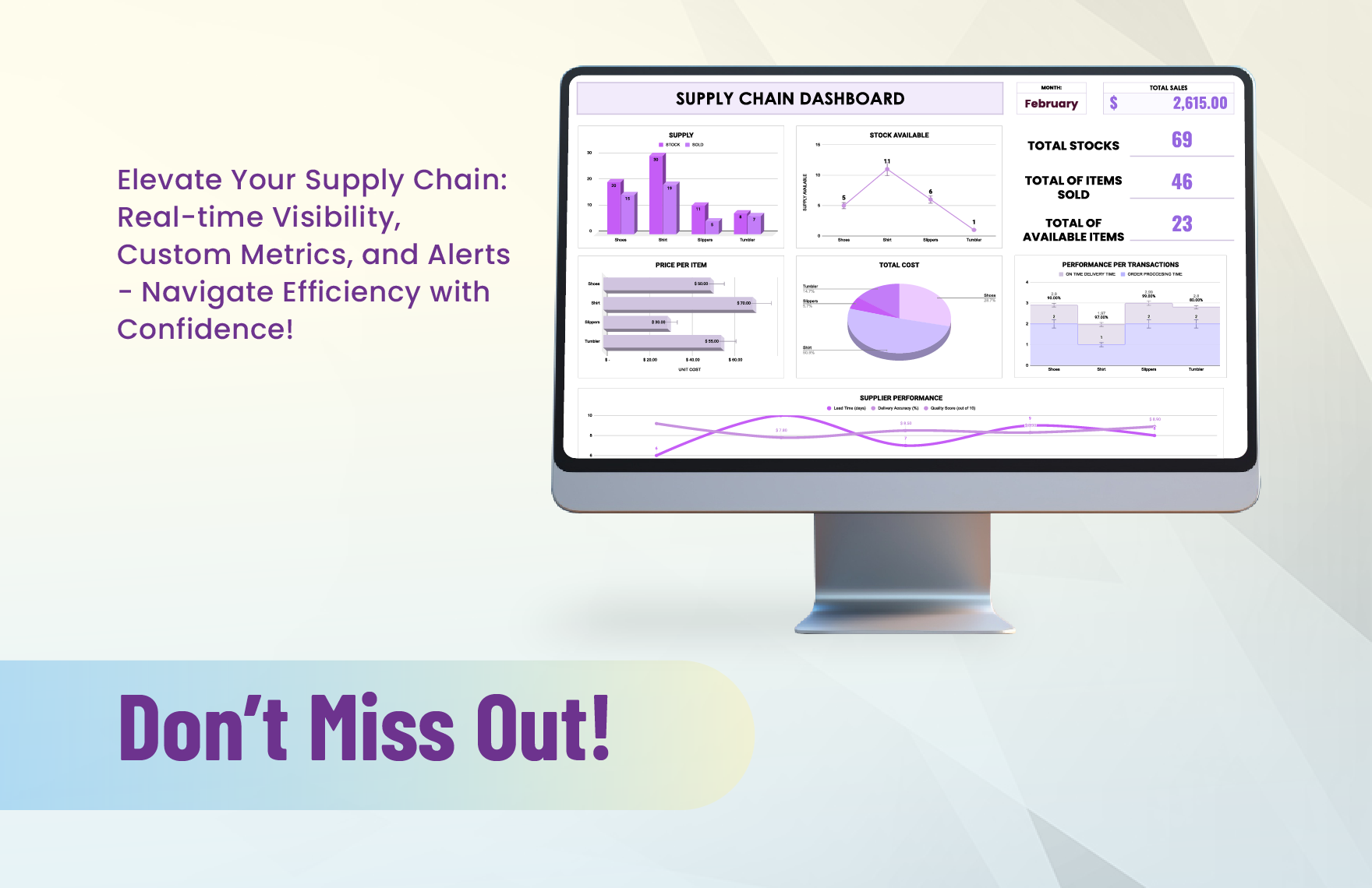 Supply Chain Dashboard Template in Excel Google Sheets Download