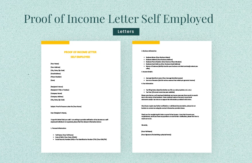 Proof of income letter self employed