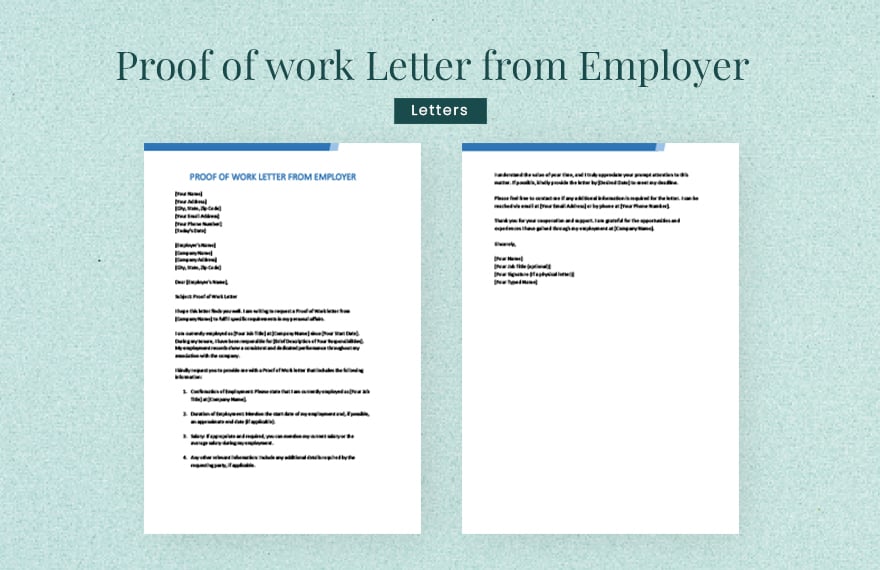Proof of work letter from employer