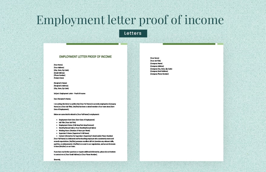 Free Employment letter proof of income