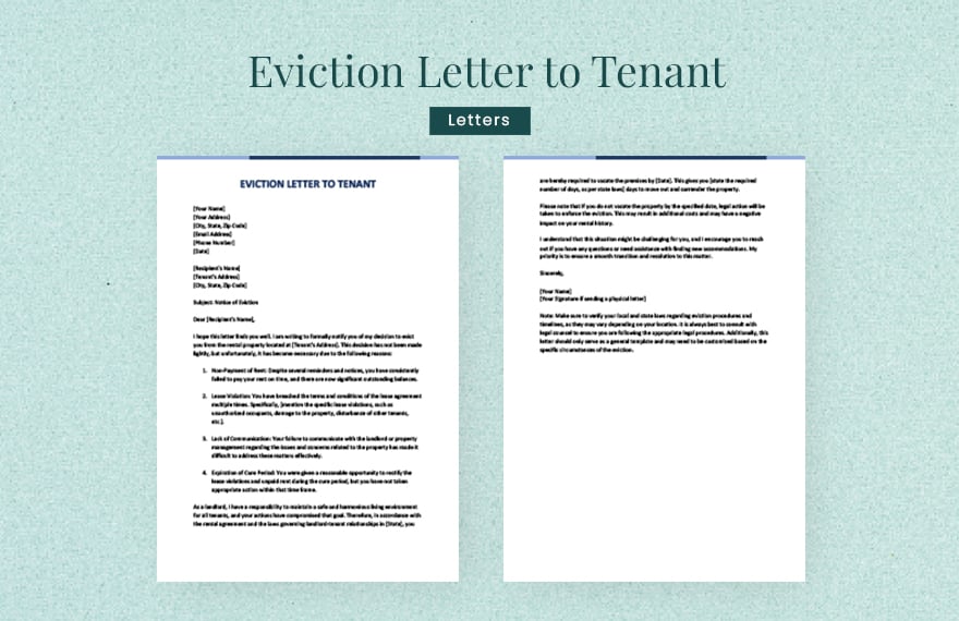 Eviction letter to tenant in Word, Google Docs, Apple Pages