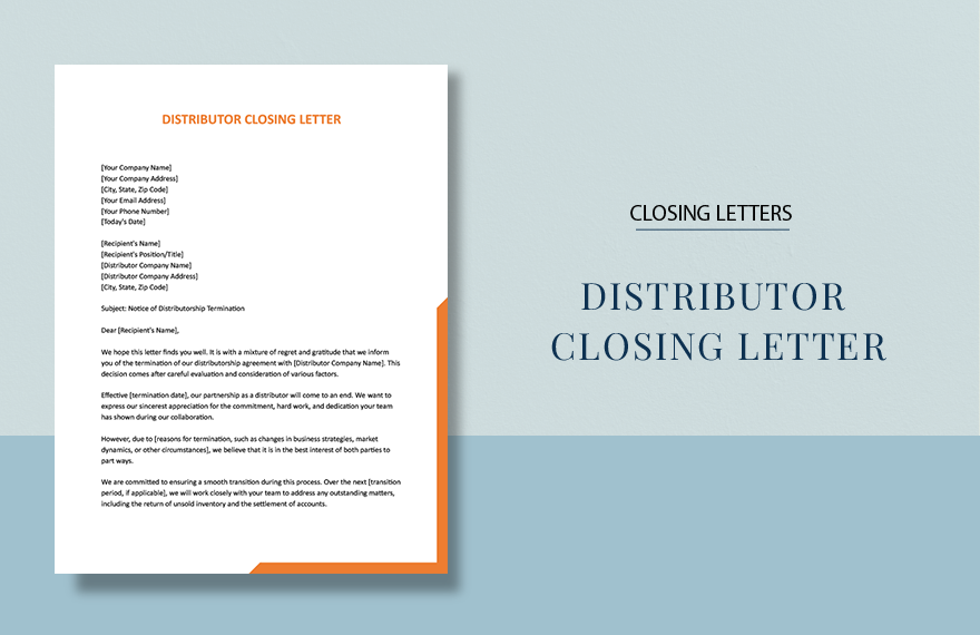 Distributor Closing Letter in Word, Google Docs, Apple Pages