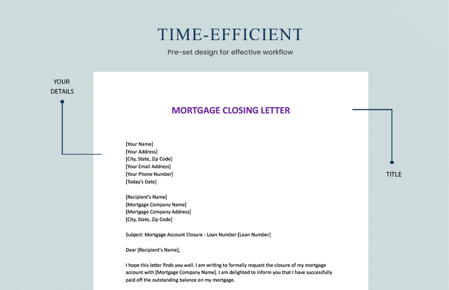 Mortgage Closing Letter