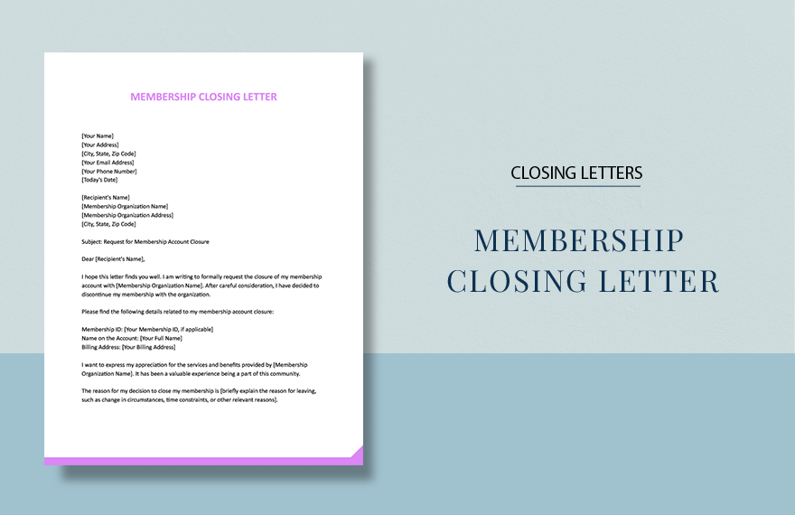 Membership Closing Letter
