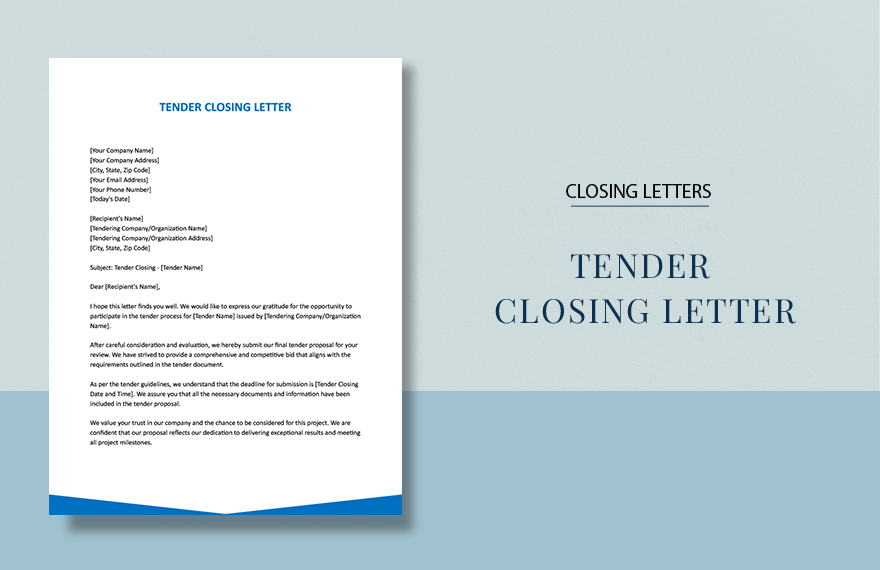 Tender Closing Letter in Word, Google Docs, Apple Pages