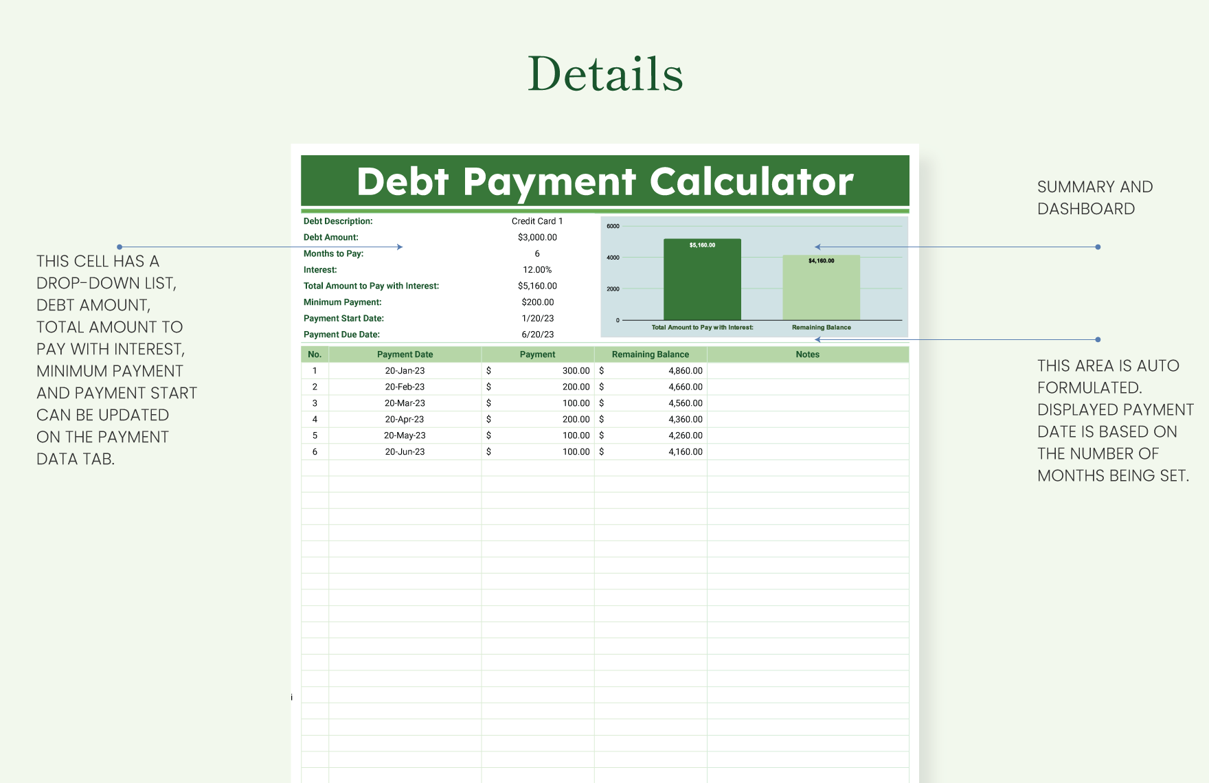 Debt Payment Calculator Template